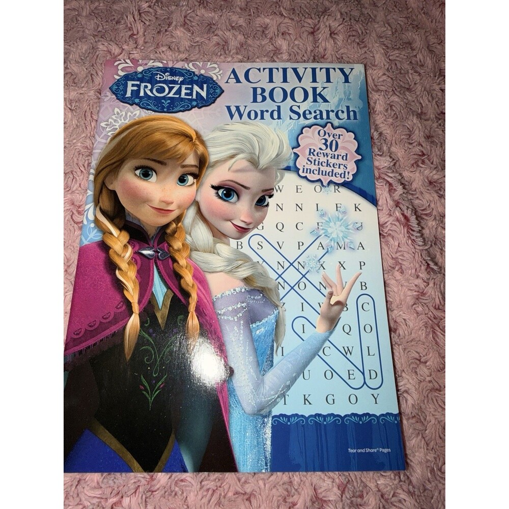 Disney FROZEN WORD SEARCH Puzzles Large Print Elsa Anna Stickers Fun